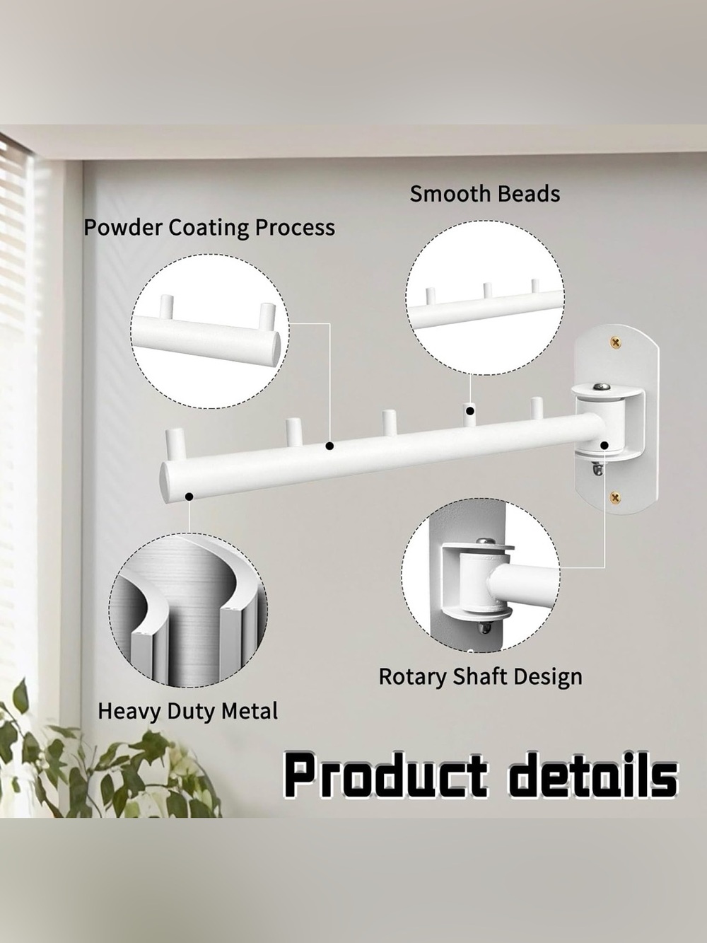 Multi-Functional Wall-Mounted Swivel Garment Racks - Picture 5 of 8